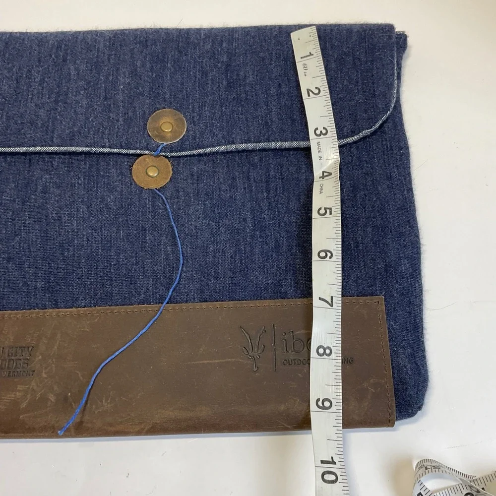 Ibex Queen City Dry Goods Leather Laptop Sleeve Clutch Blue Brown USA Made
